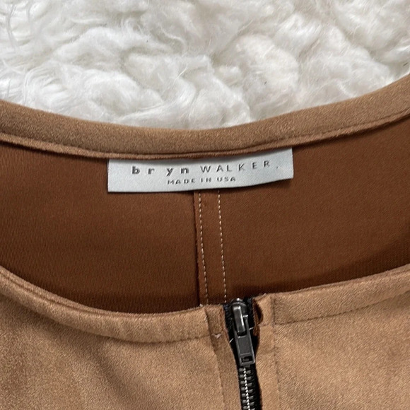 Bryn Walker LAGENLOOK Conrad Zip Jacket Faux Suede Camel Size XS - Picture 5 of 9